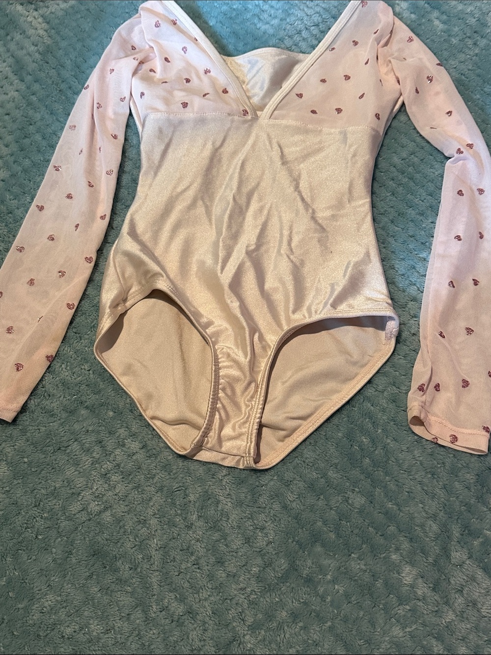 Girls' Pink Long-Sleeve One-Piece Leotard with Matching Skirt Set